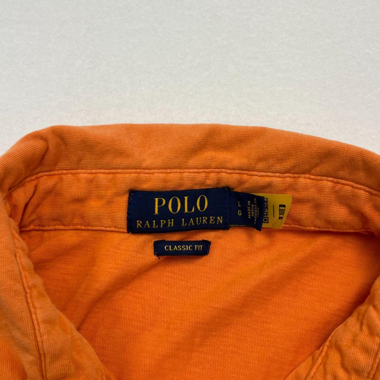 Vintage Polo Ralph Lauren Men’s Orange Preppy Pocket Polo Linen/Cotton Large