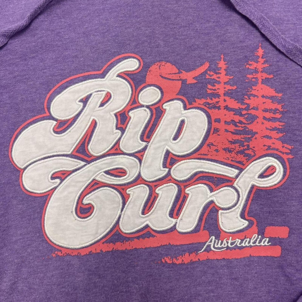 Vintage Rip Curl Australia Women's Purple Retro Script Graphic Pullover Hoodie Size 12
