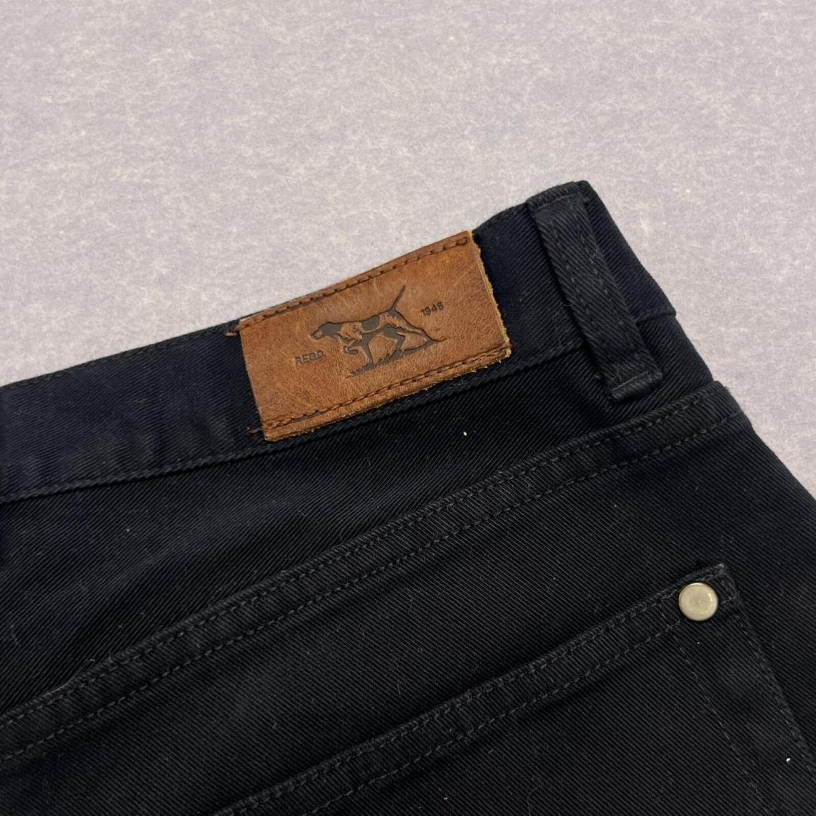 Rodd & Gunn Jeans VJ355 Straight Fit Navy Leather Trim Mens 36L