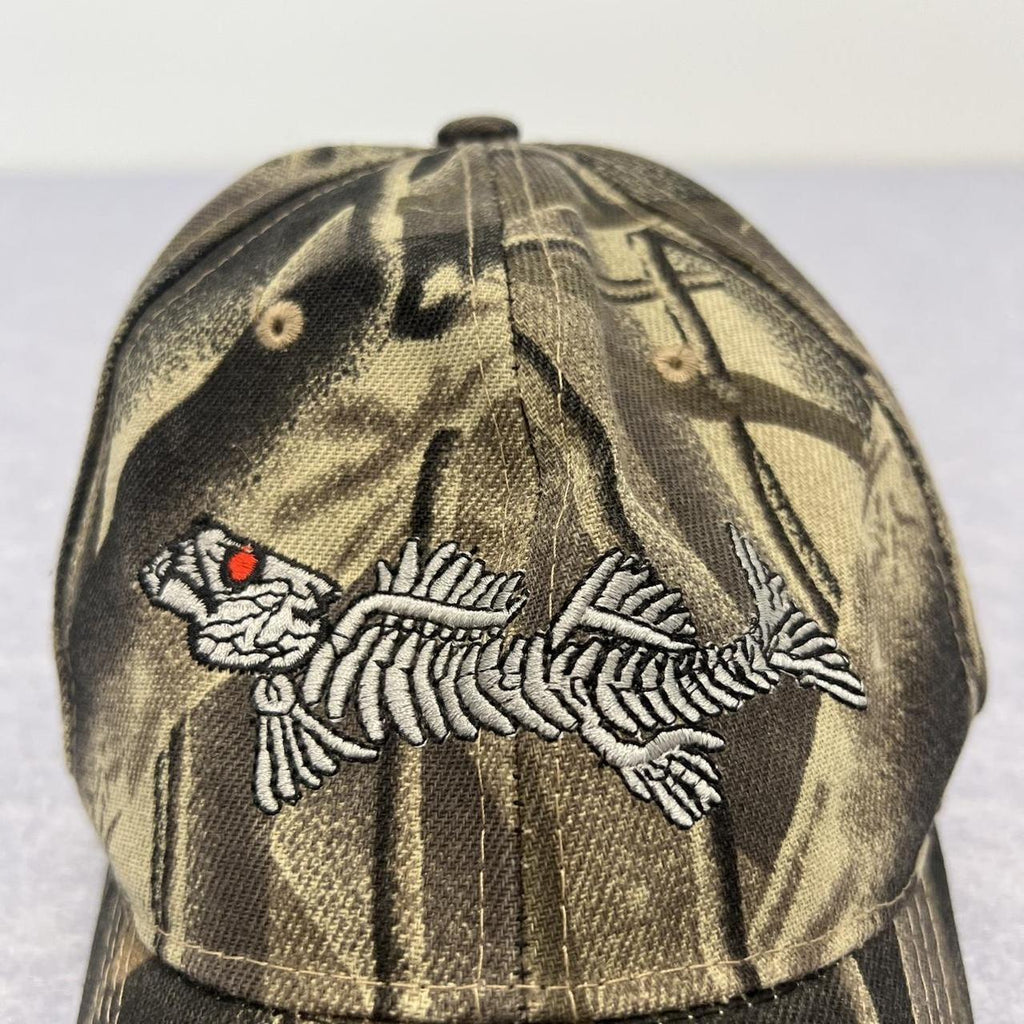 Vintage Camouflage Outdoor Hunting Cap Camo AOP Fish Bones Skeleton Adjustable