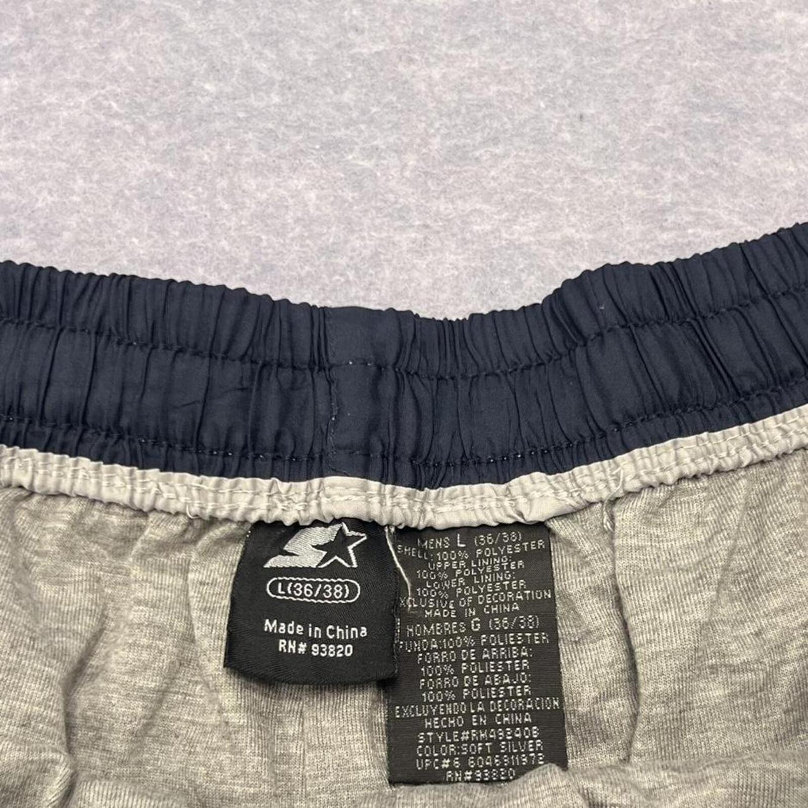 Vintage 90s Starter Men's Grey & Navy Stripe Parachute Baggy Track Pants Large