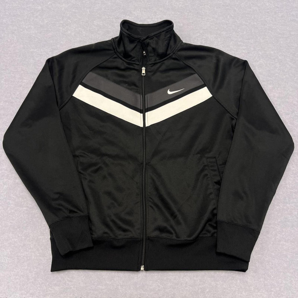 Vintage Nike The Athletic Dept Men's Black Chevron Striped Track Jacket Large