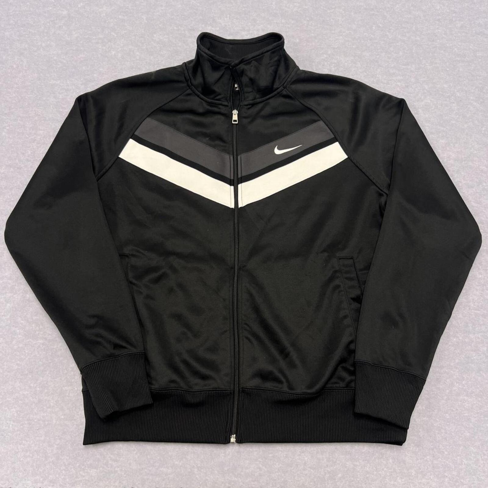 Vintage Nike The Athletic Dept Men's Black Chevron Striped Track Jacket Large