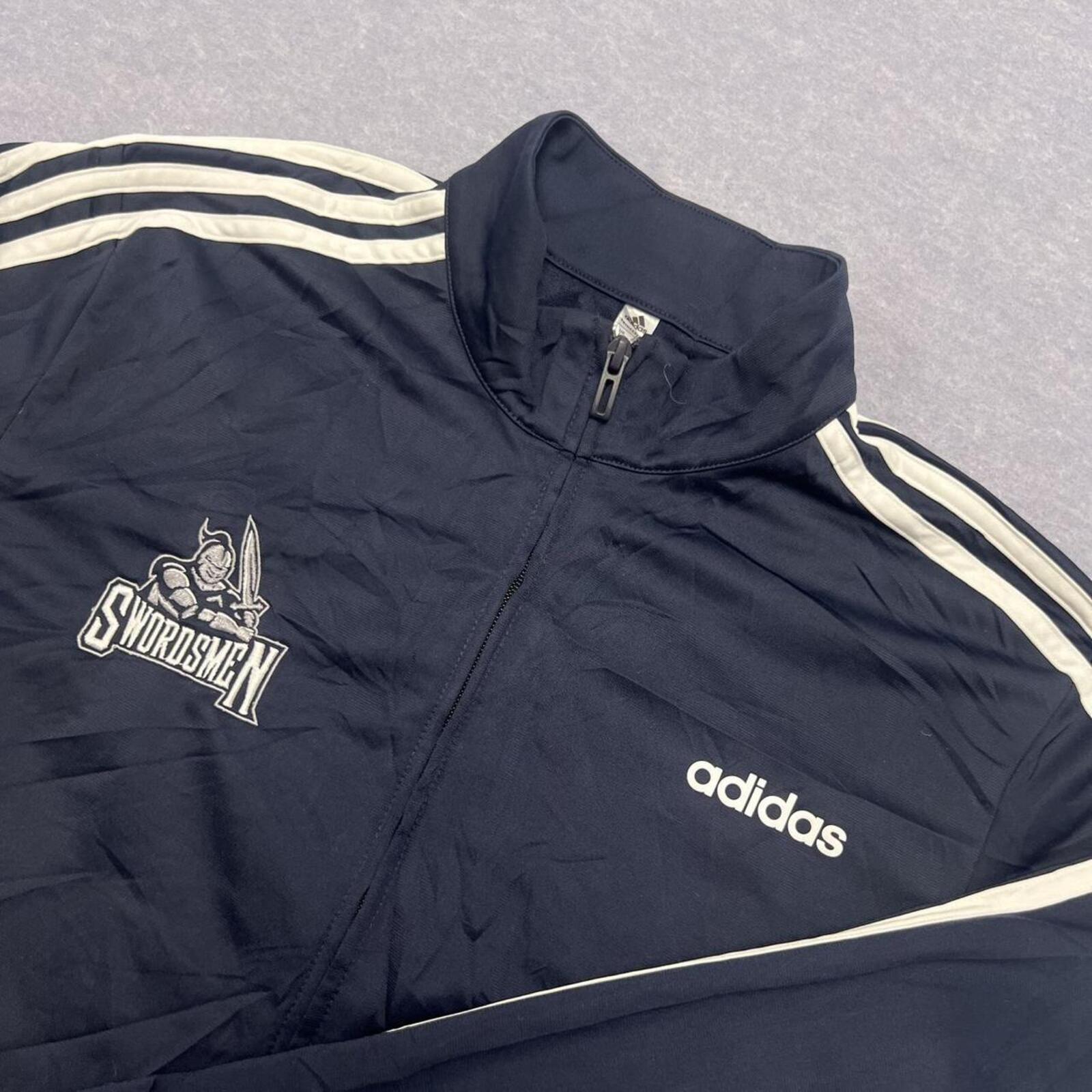 Vintage Adidas Swordsmen Navy Full Zip Track Jacket Player Issue #12 Men's Large