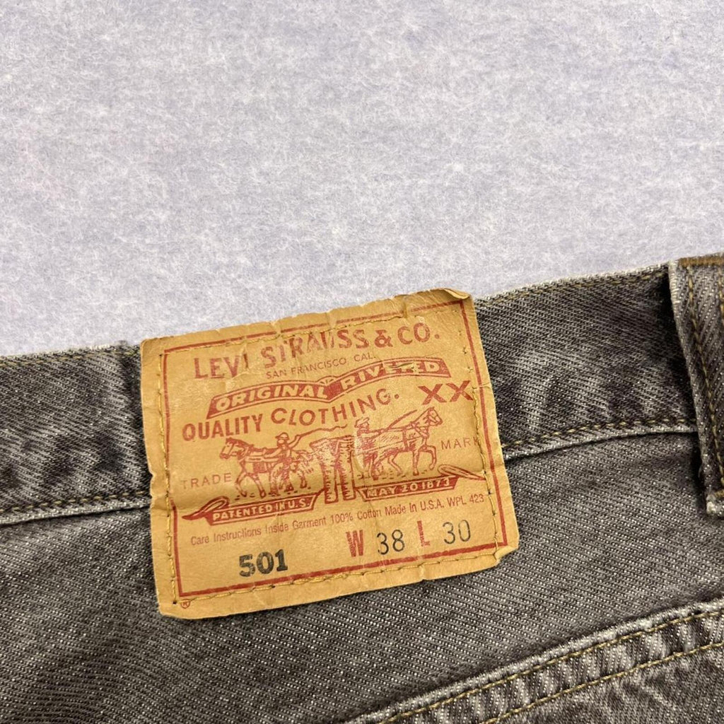 Vintage 1994 Levi’s 501 Grey Denim Jeans Made In USA Faded Distressed W38 L30
