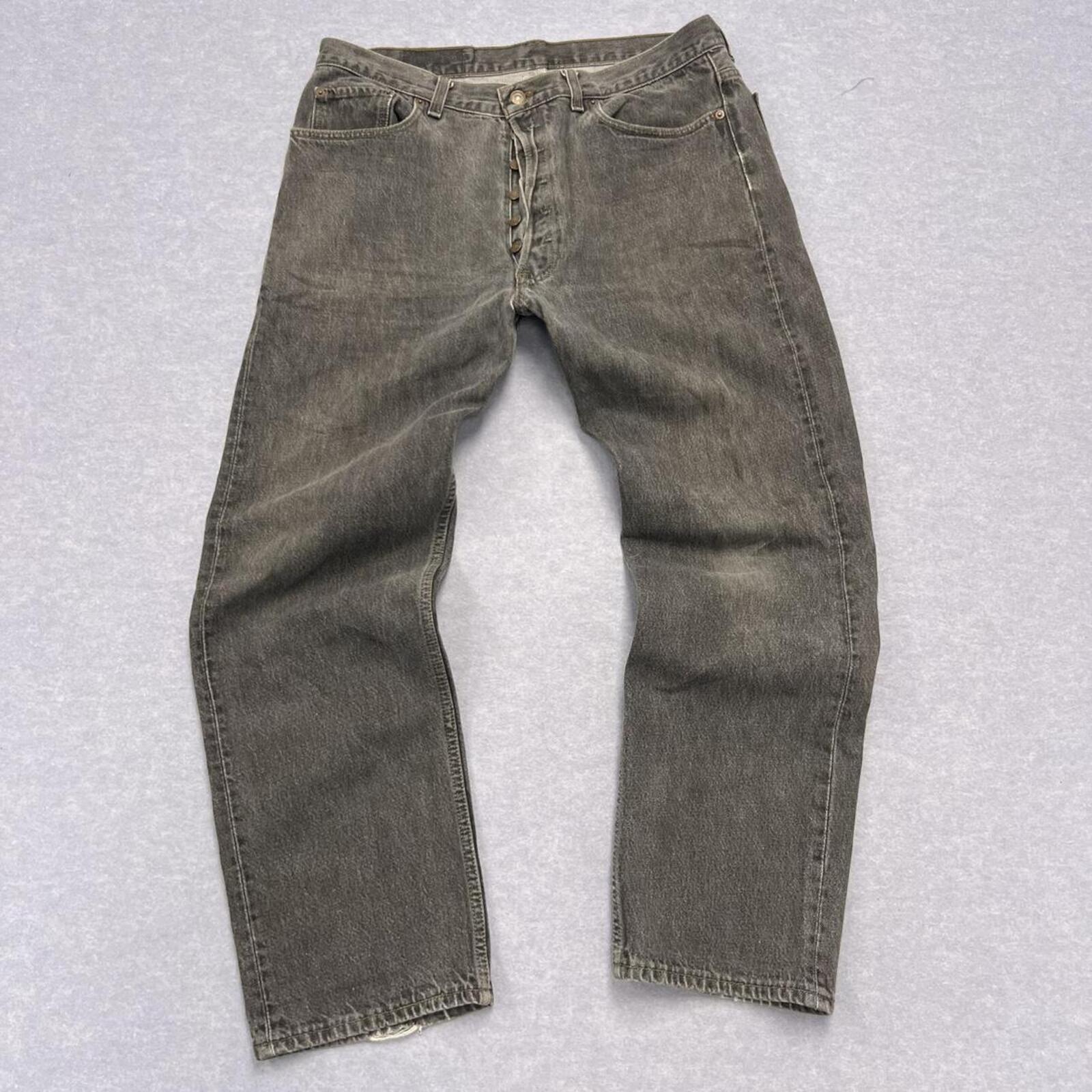 Vintage 1994 Levi’s 501 Grey Denim Jeans Made In USA Faded Distressed W38 L30
