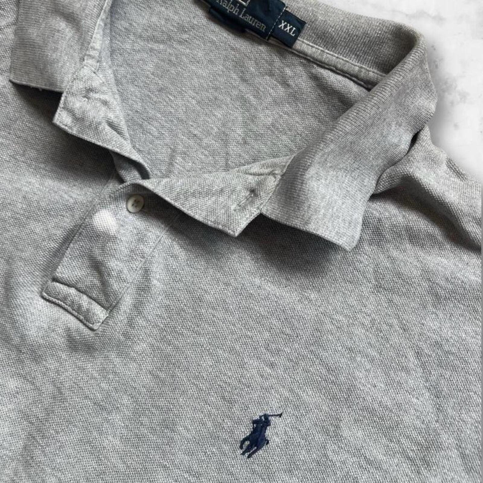 Vintage Polo Ralph Lauren Men’s Grey Preppy Casual Polo (Navy Pony) Size XXL