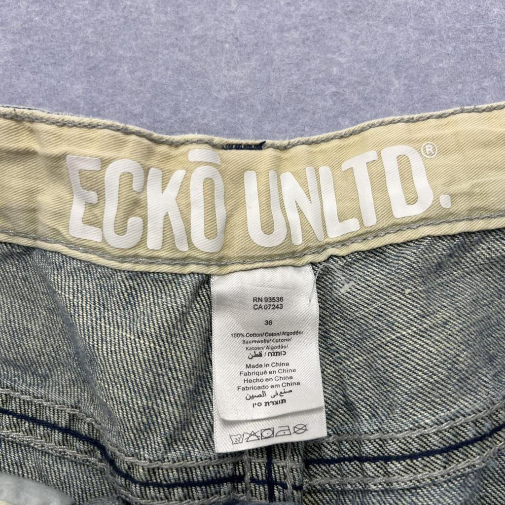 Vintage Ecko Unltd Baggy Jeans Light Wash Eagle Embroidery Y2K Men's W36