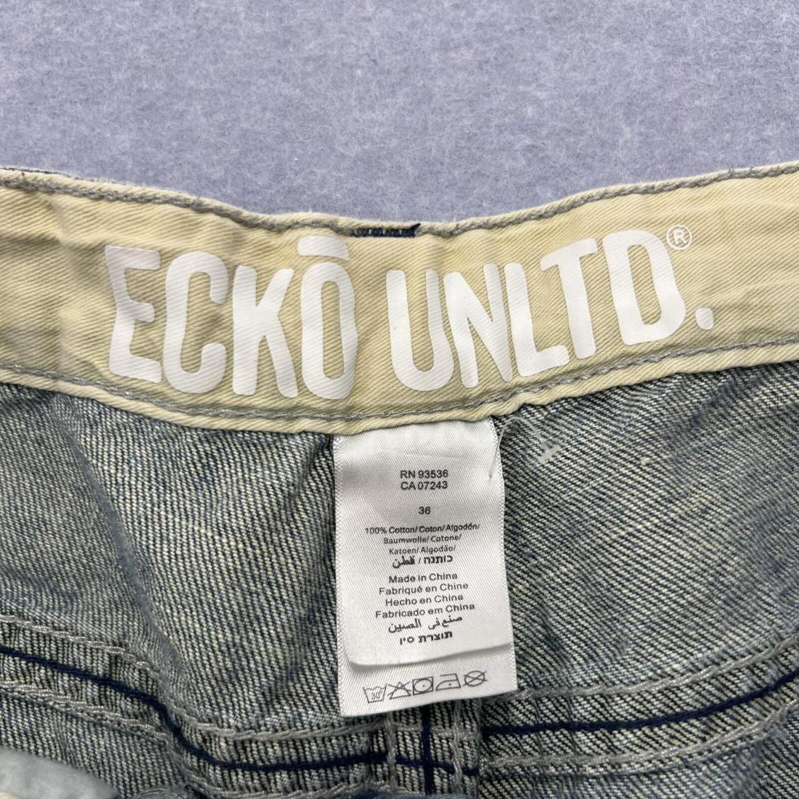 Vintage Ecko Unltd Baggy Jeans Light Wash Eagle Embroidery Y2K Men's W36