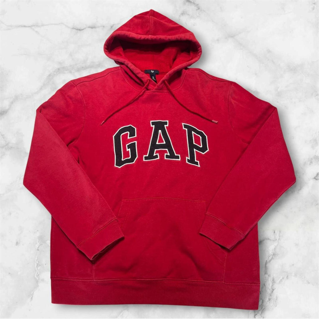 Vintage Gap Red & Black Spellout Y2K Preppy Streetwear Hoodie Men’s Medium