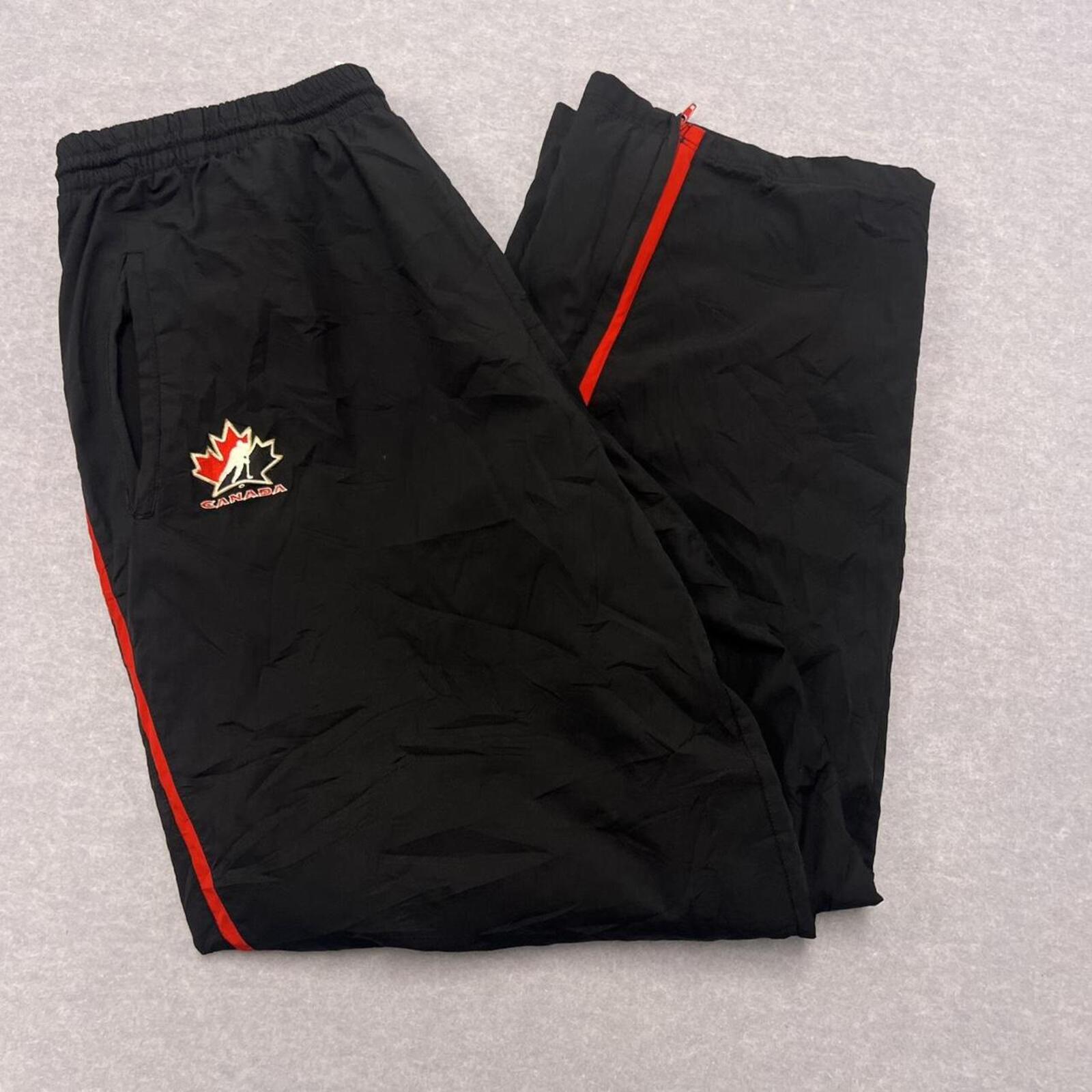 Vintage Nike Team Canada NHL Hockey FitStorm Baggy Track Pants Black & Red XL