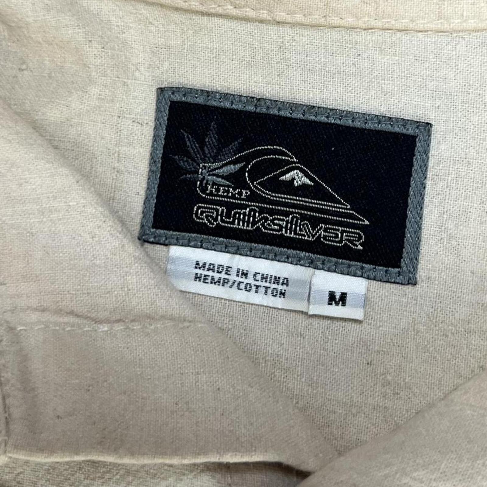 Vintage Quiksilver Surf Men’s Beige Cream Kemp Button Up Dress Shirt Y2K Medium