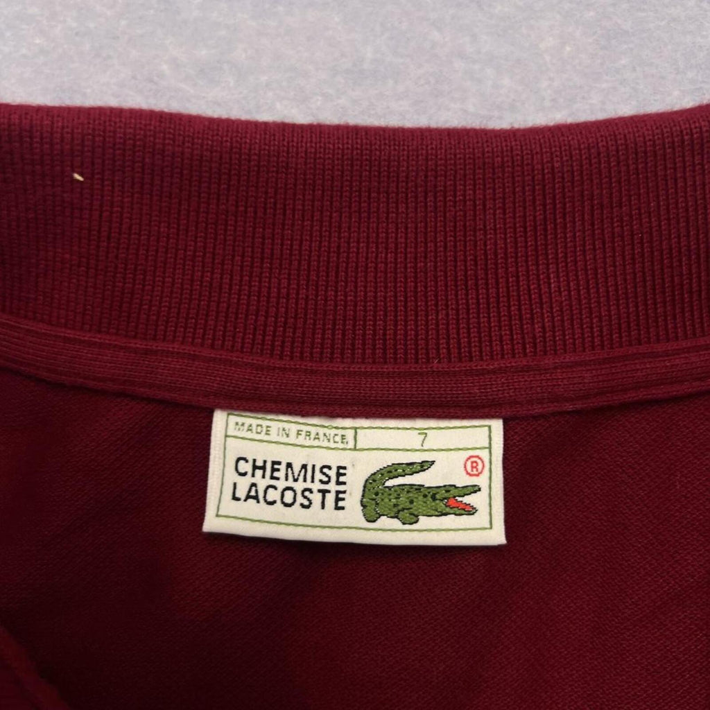 Vintage Chemise Lacoste Burgundy Long Sleeve Polo Shirt Made in France Men's XXL