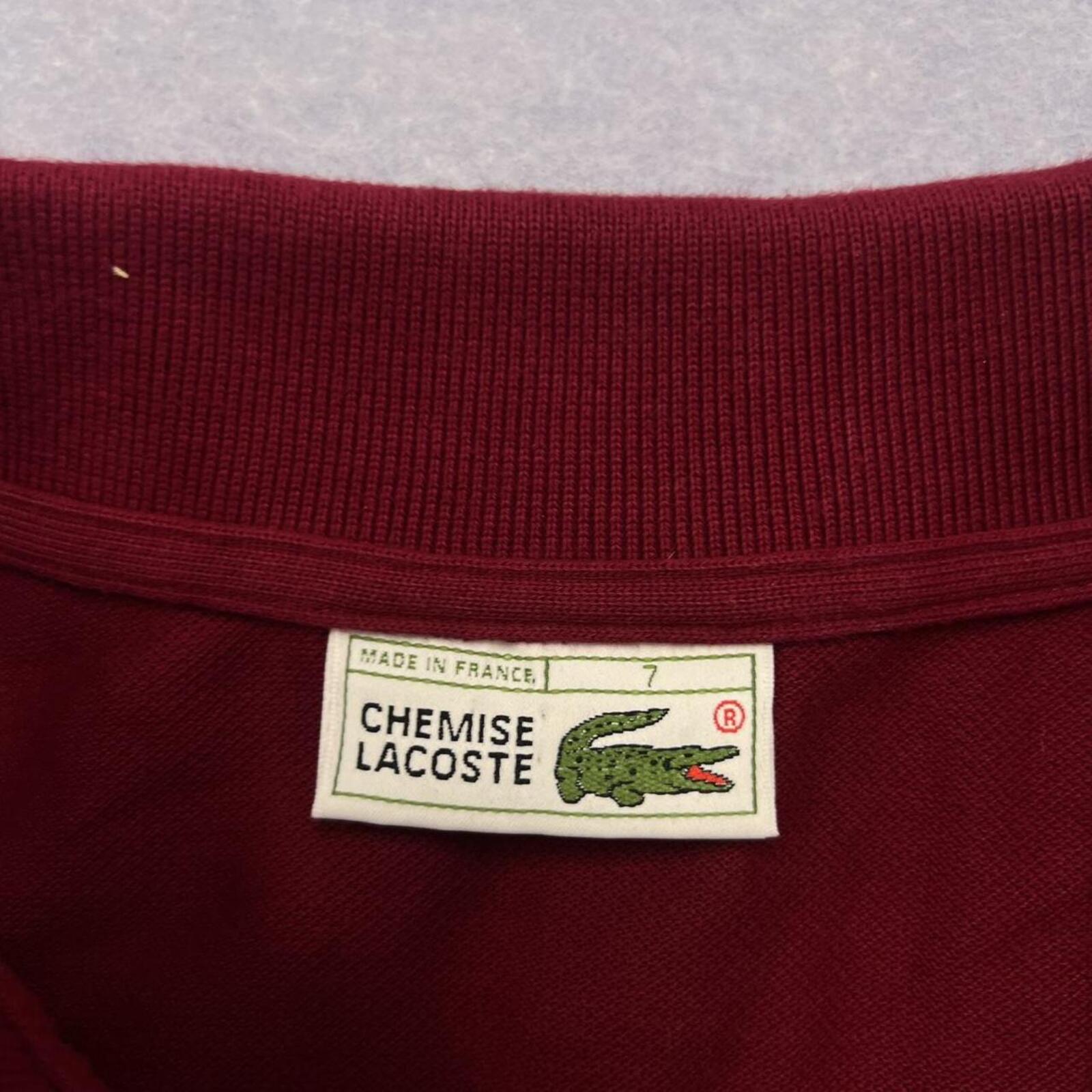Vintage Chemise Lacoste Burgundy Long Sleeve Polo Shirt Made in France Men's XXL