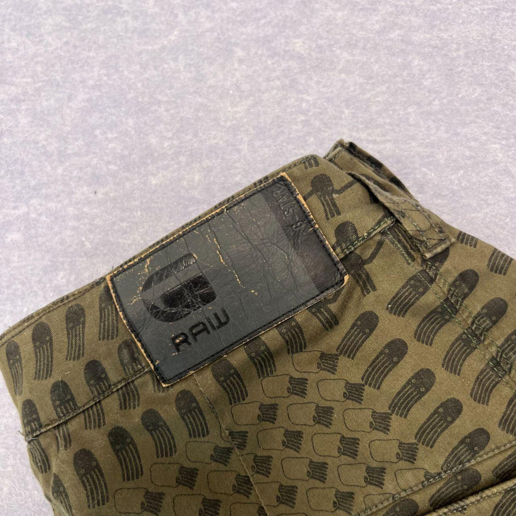 G-Star RAW x Pharrell Williams Bionic Yarn RAW For The Oceans Khaki AOP Squid Trousers Chino Pants W33 L32