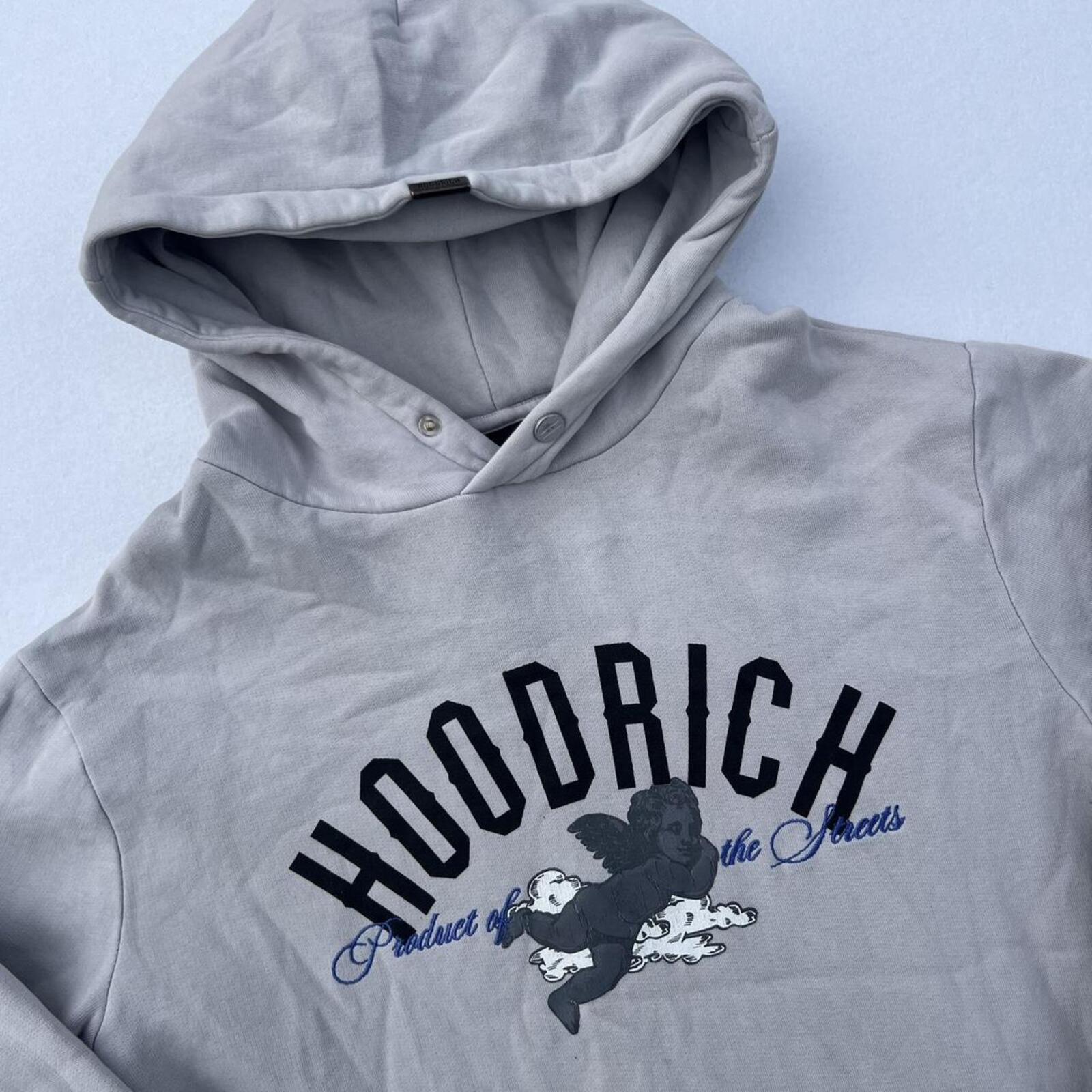 Hoodrich Streetwear Men's Grey Angel Cherub Graphic Pullover Hoodie Small