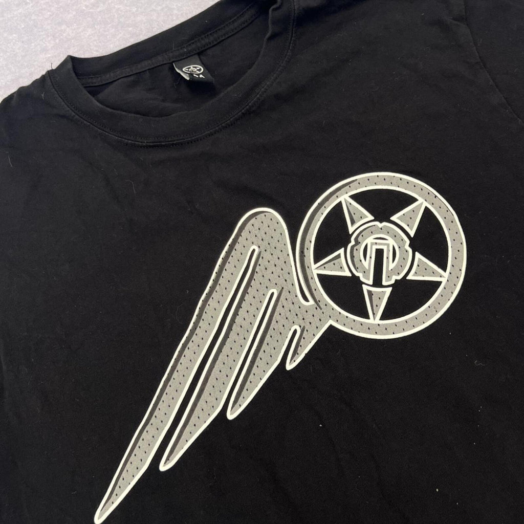 Vintage Unit Streetwear Men's Black Winged Star Graphic Jersey T-Shirt Medium