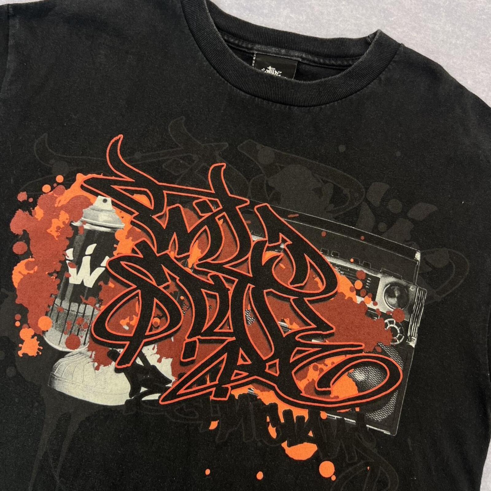Vintage Wild Style Technicians Men's Black Graffiti Hip Hop Graphic Tee Medium