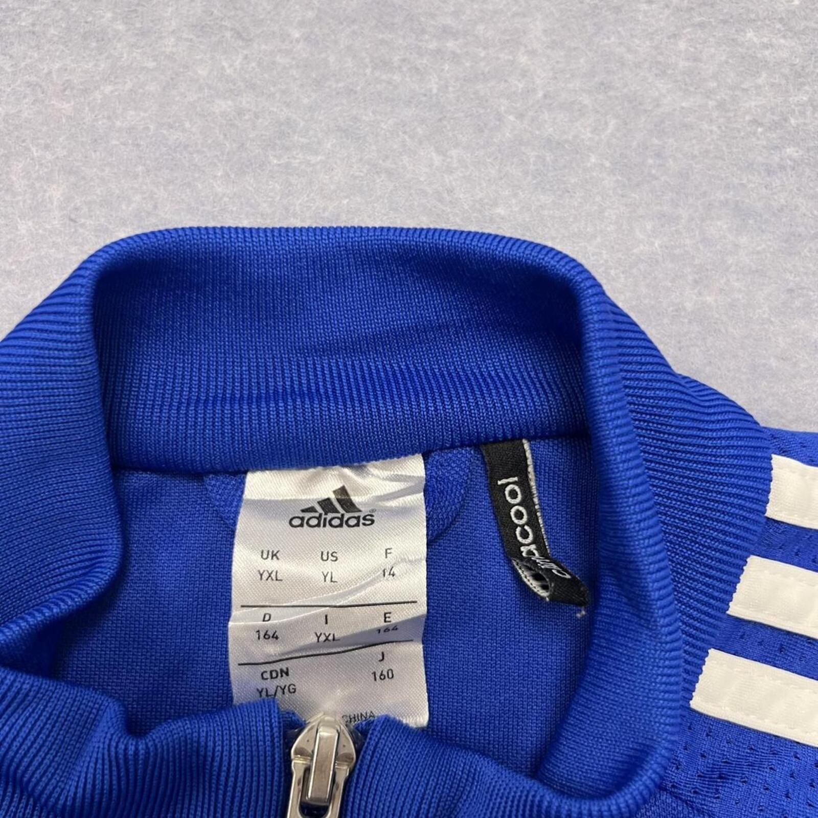 Vintage Adidas ClimaCool Royal Blue Black & White Track Jacket Youth XL Fits Mens Small