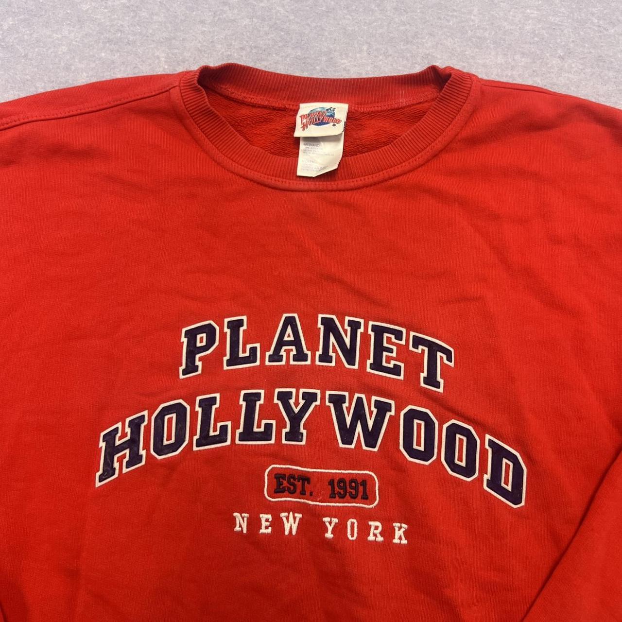 Vintage 1998 Planet Hollywood New York Embroidered Sweatshirt Red Oversize Medium