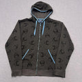Vintage Wave Zone Surf Grey Skull Graphic AOP Full Zip Hoodie Y2K Mens XXL