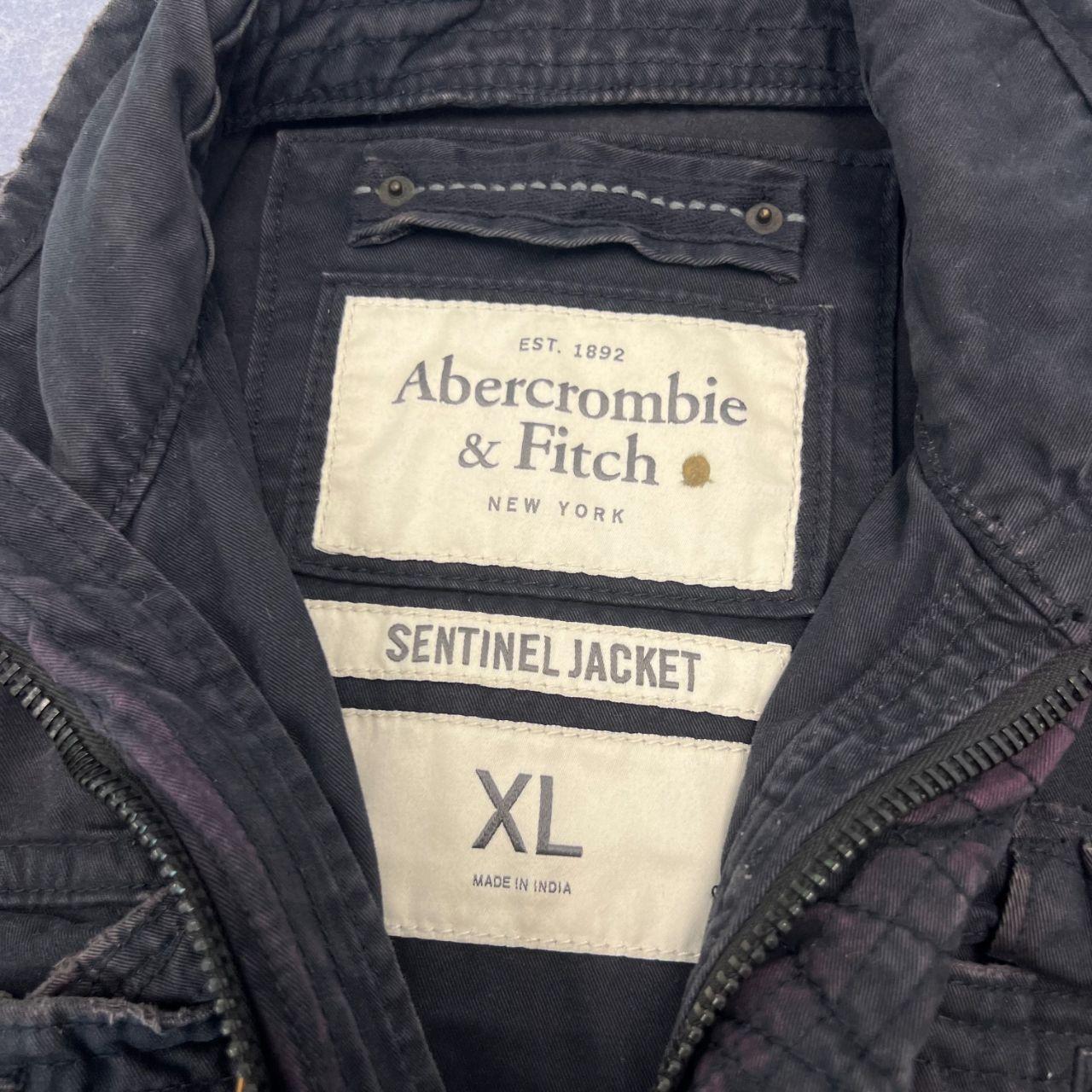Vintage Abercrombie & Fitch Mens Charcoal Grey / Black Sun Faded Heavyweight Sentinel Military Jacket XL
