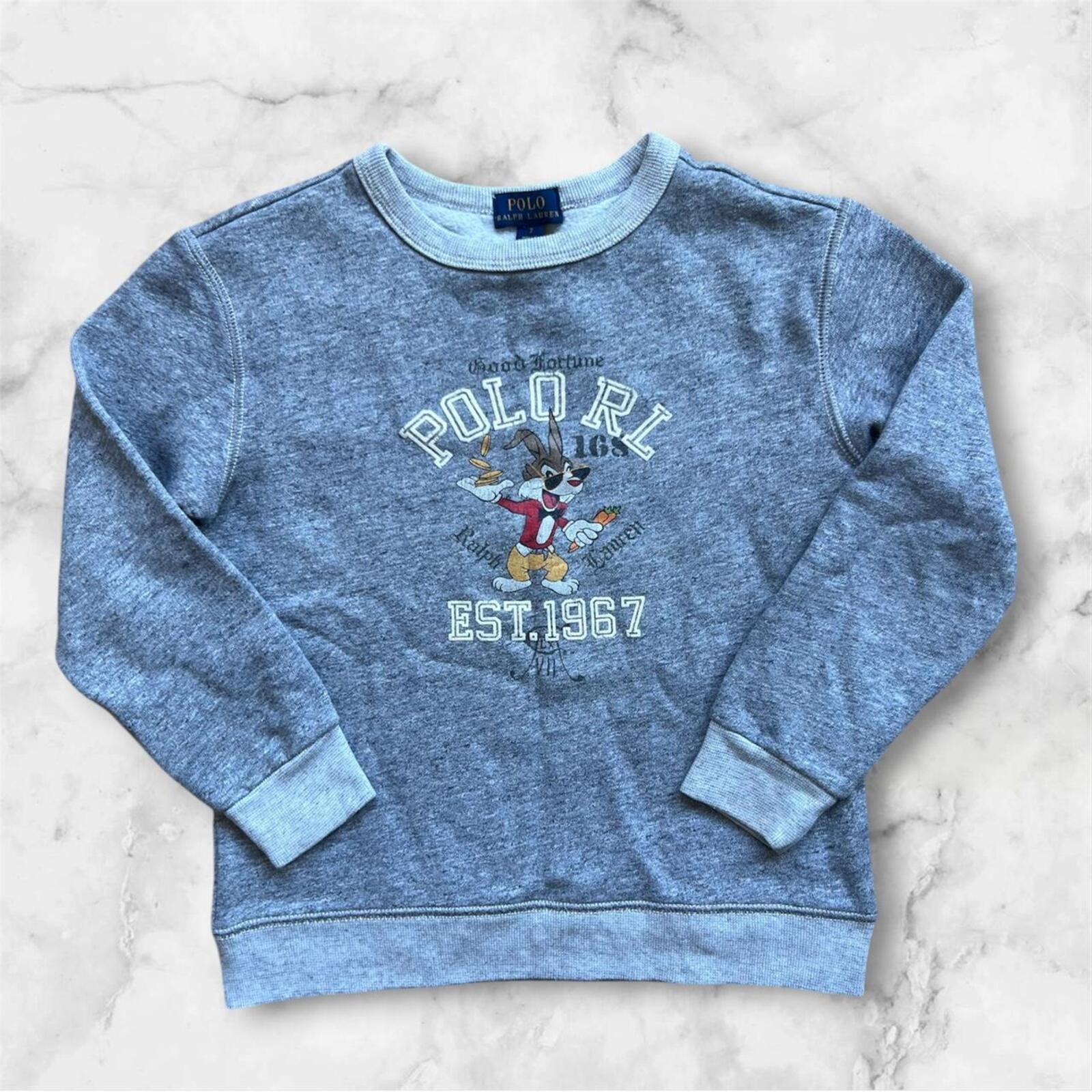 POLO RALPH LAUREN LUNAR NEW YEAR RABBIT GREY SWEATSHIRT Youth Children Size 7
