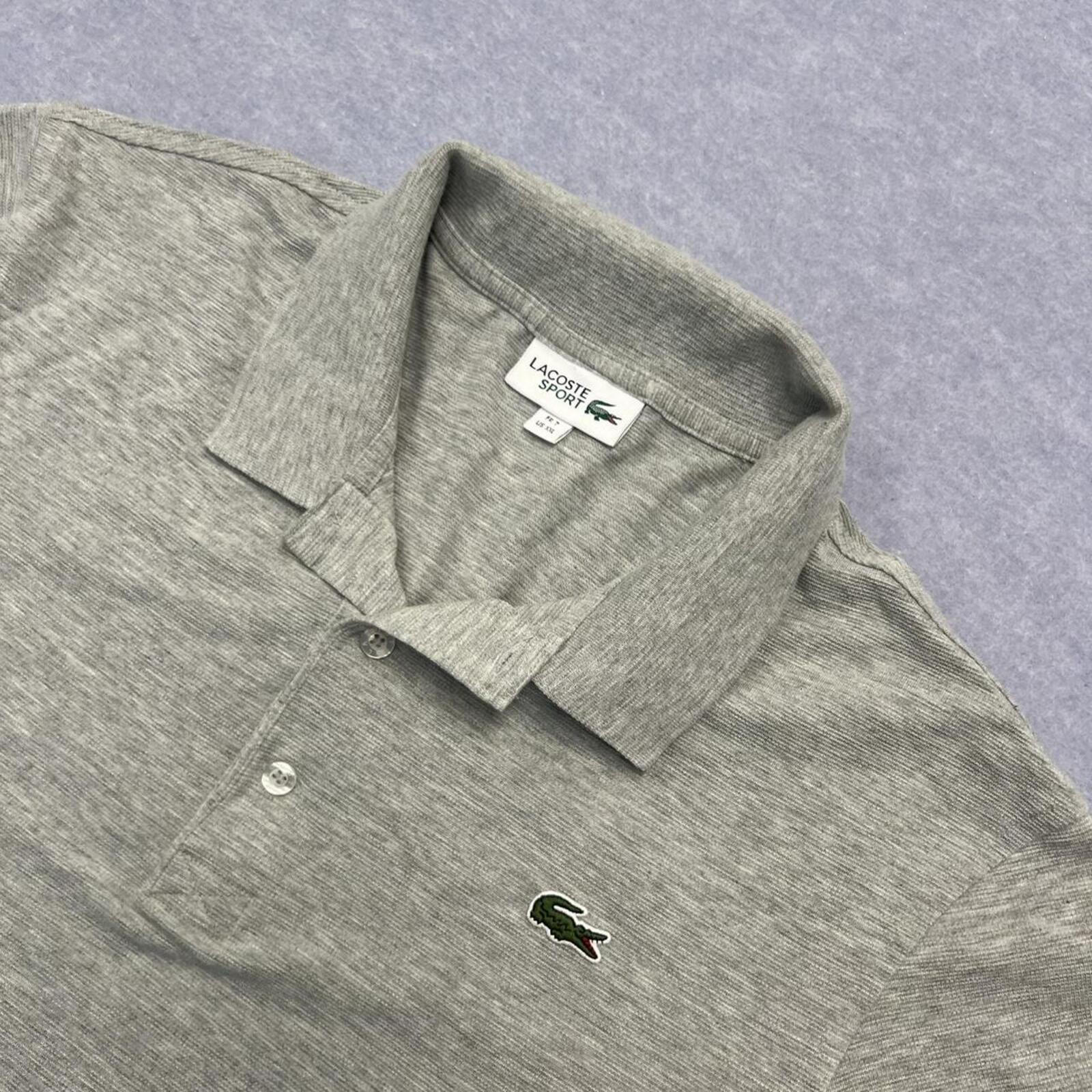 Vintage Lacoste Sport Men's Grey Marl Short Sleeve Polo Shirt Preppy Size 7 XXL