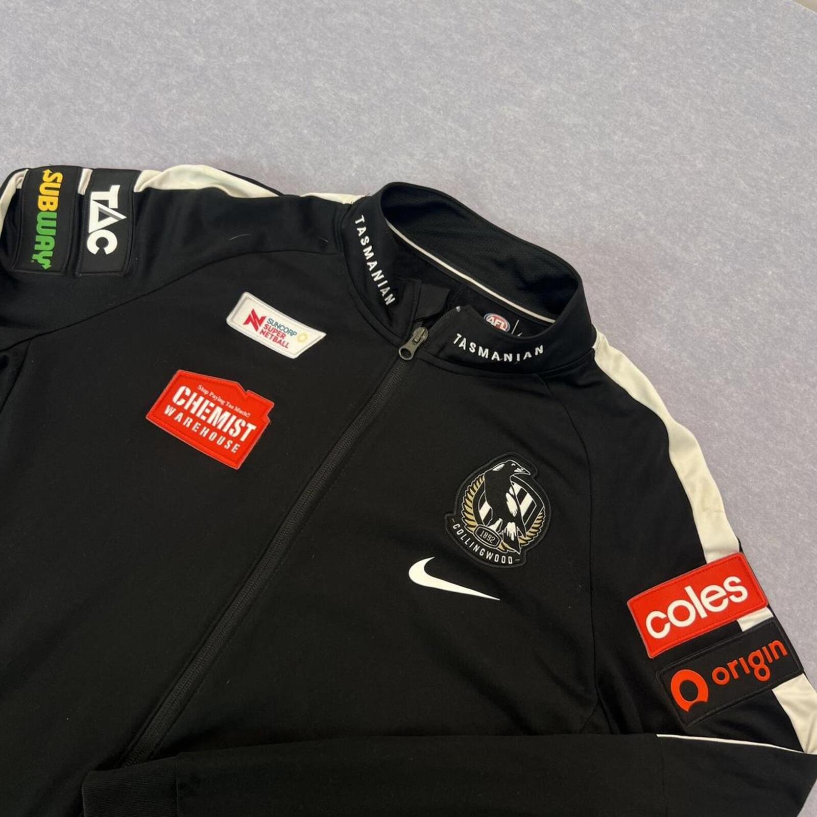 Nike Collingwood Magpies AFL On Field Full Zip Training Track Jacket Black XL