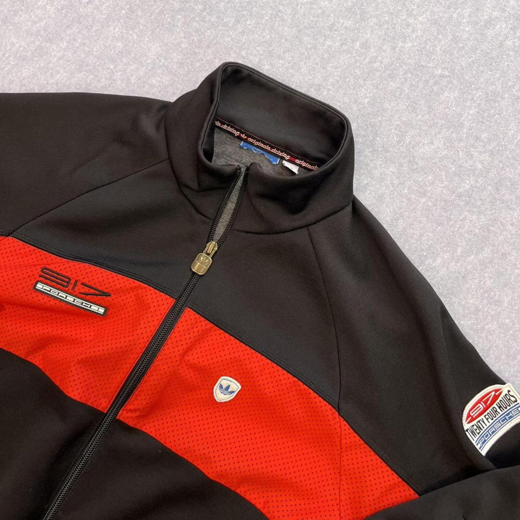 Vintage Adidas Porsche 917 Racing Full Zip Track Jacket Black & Red Men’s Small