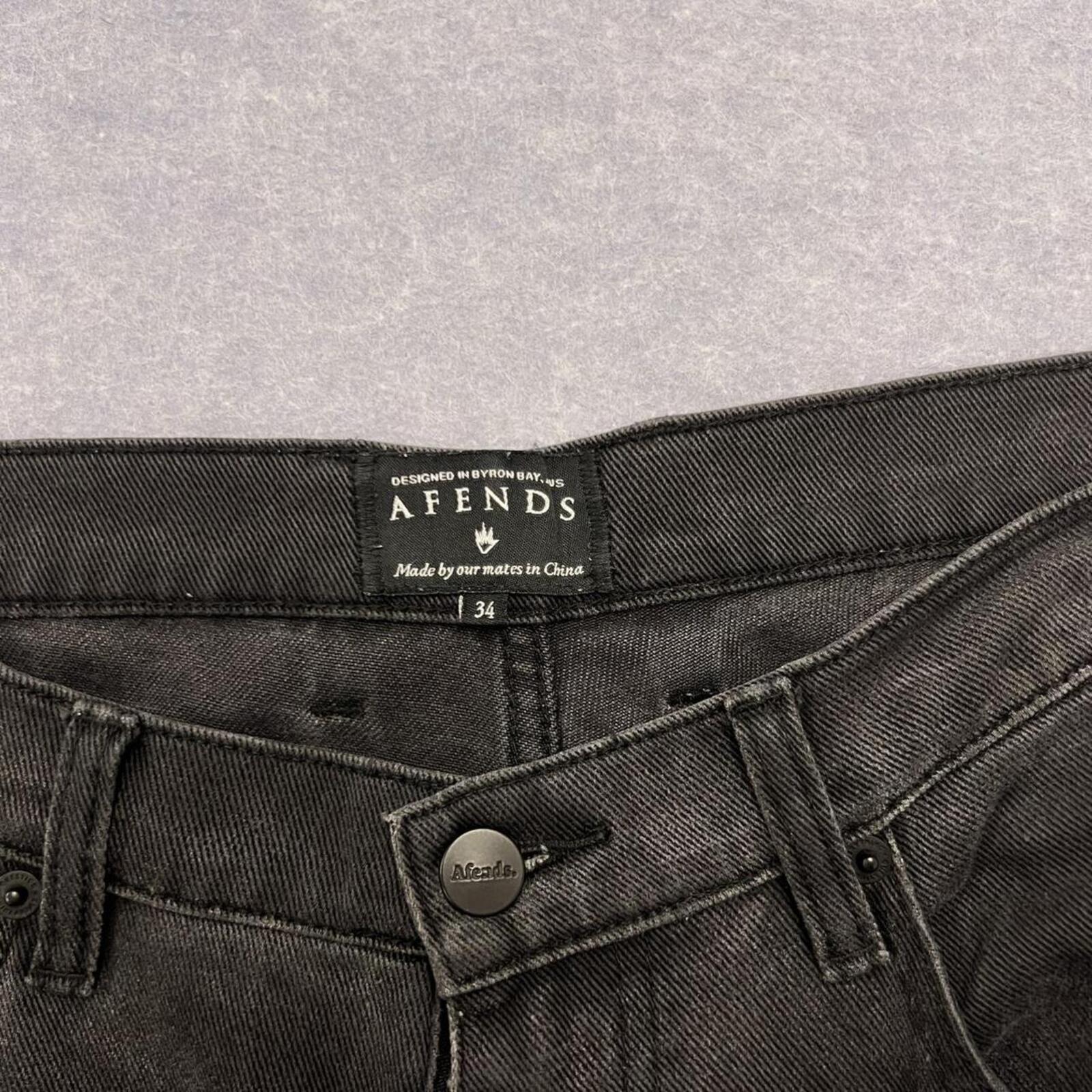 Afends Baggie Wide Leg Black Denim Streetwear / Skater Baggy Jeans W34