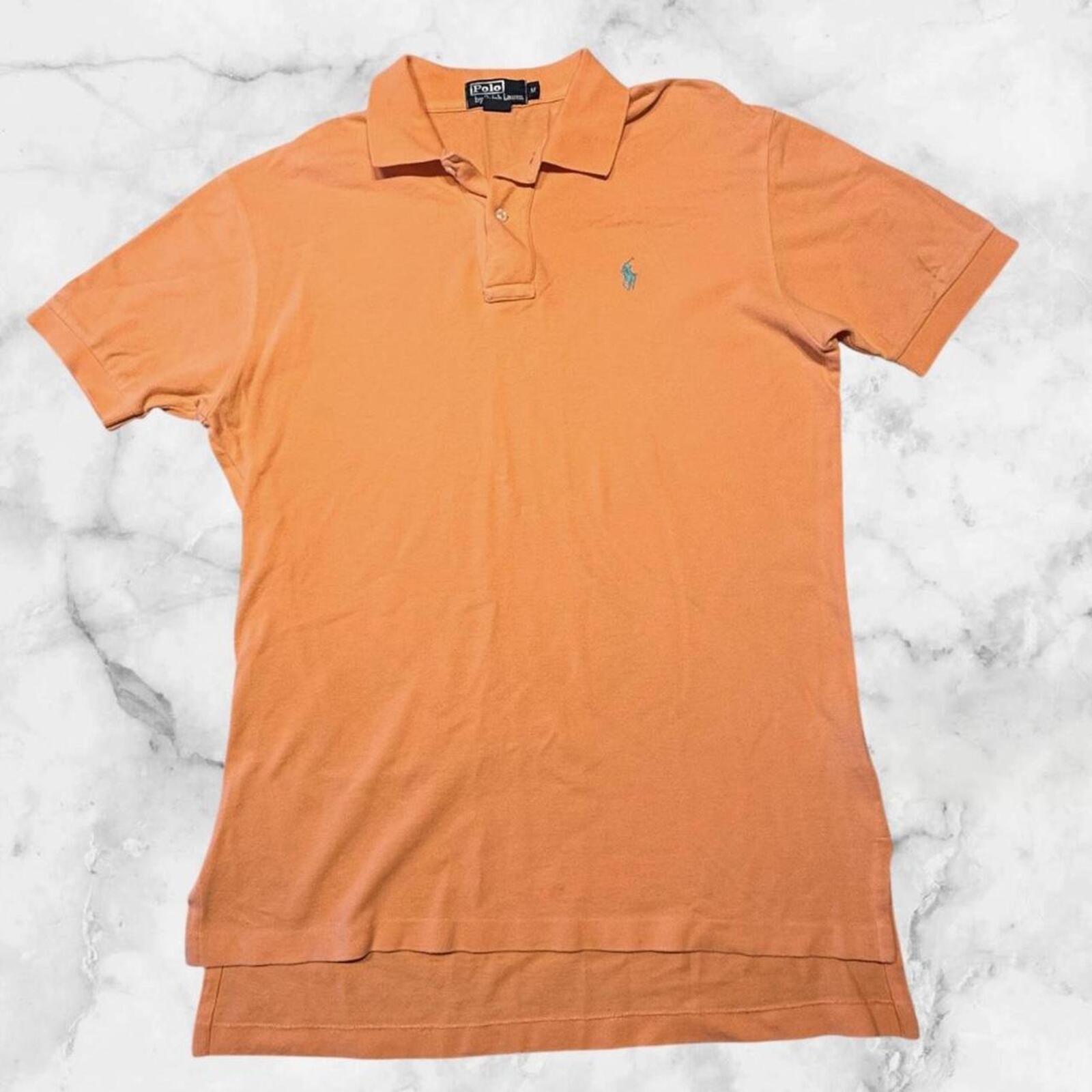 Vintage Polo Ralph Lauren Mens Orange Salmon Dress Polo (Light Blue Pony) Medium