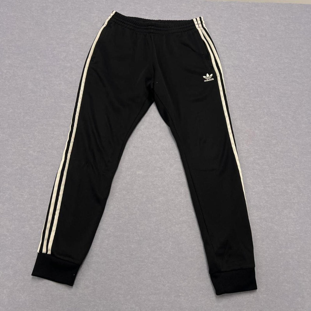 Vintage Adidas Originals Black & White Stripe Trefoil Track Pants Joggers Medium