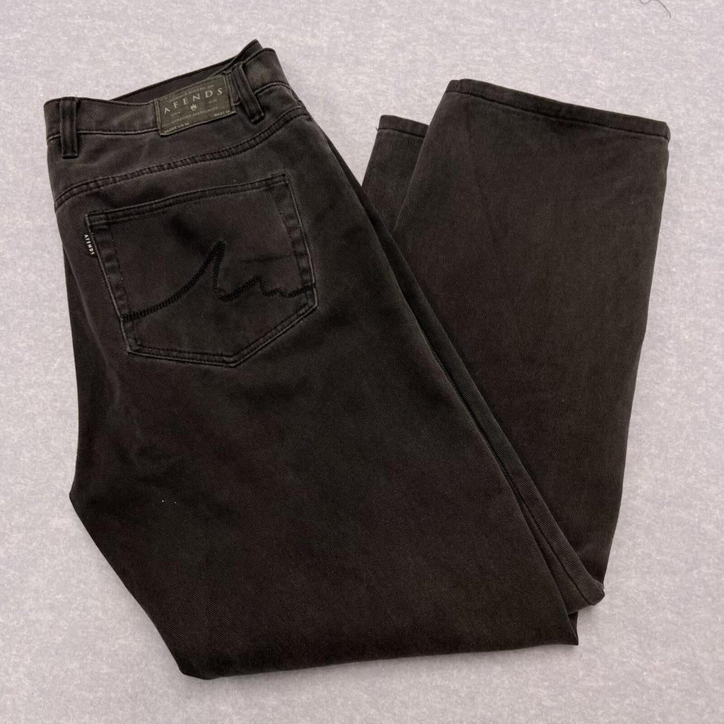 Afends Baggie Wide Leg Black Denim Streetwear / Skater Baggy Jeans W34