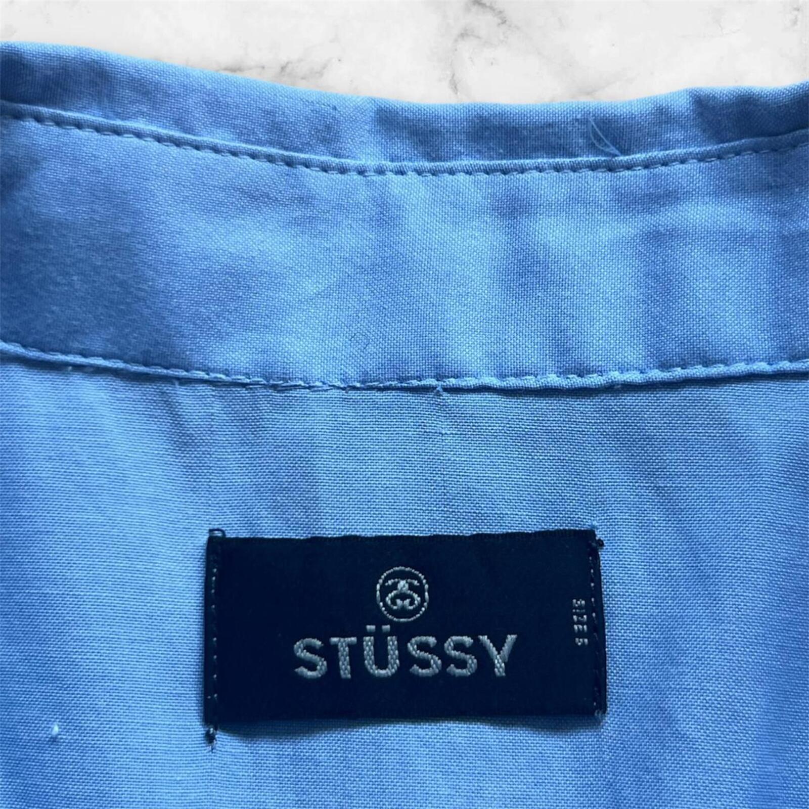 Vintage Stussy Australia Men’s Light Blue Button Up Shirt Y2K Streetwear Small