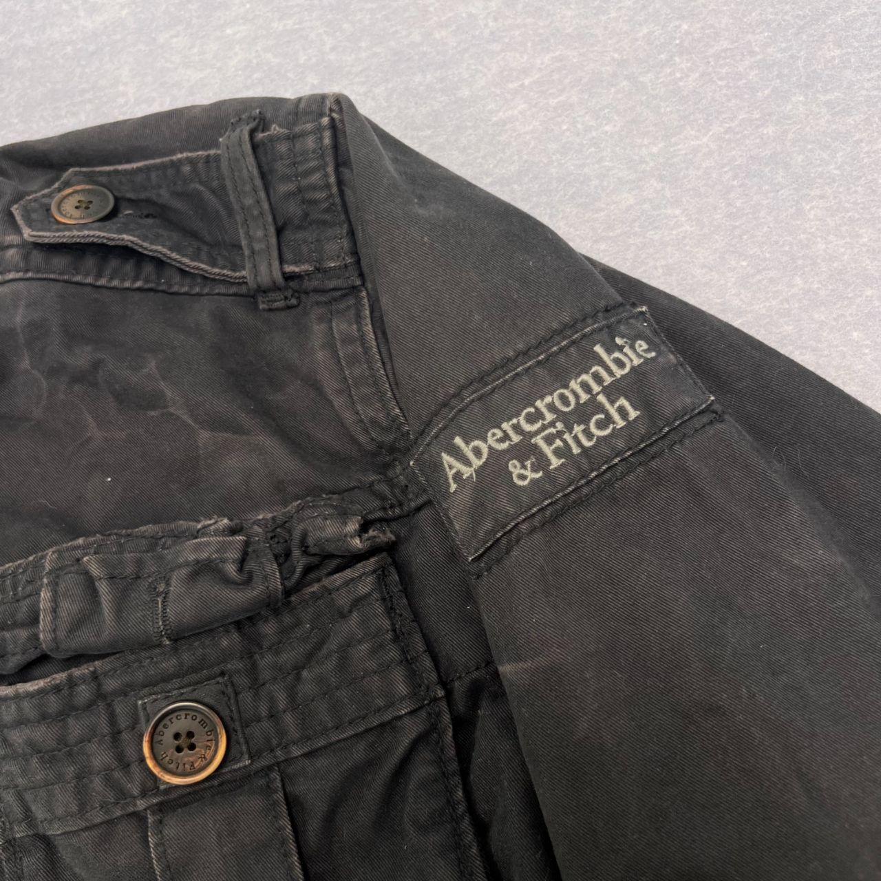 Vintage Abercrombie & Fitch Mens Charcoal Grey / Black Sun Faded Heavyweight Sentinel Military Jacket XL