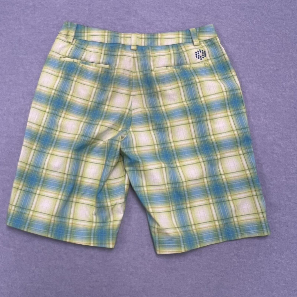 Puma Golf Sport Lifestyle Men's Plaid Check Golf Shorts W32 Green & Blue
