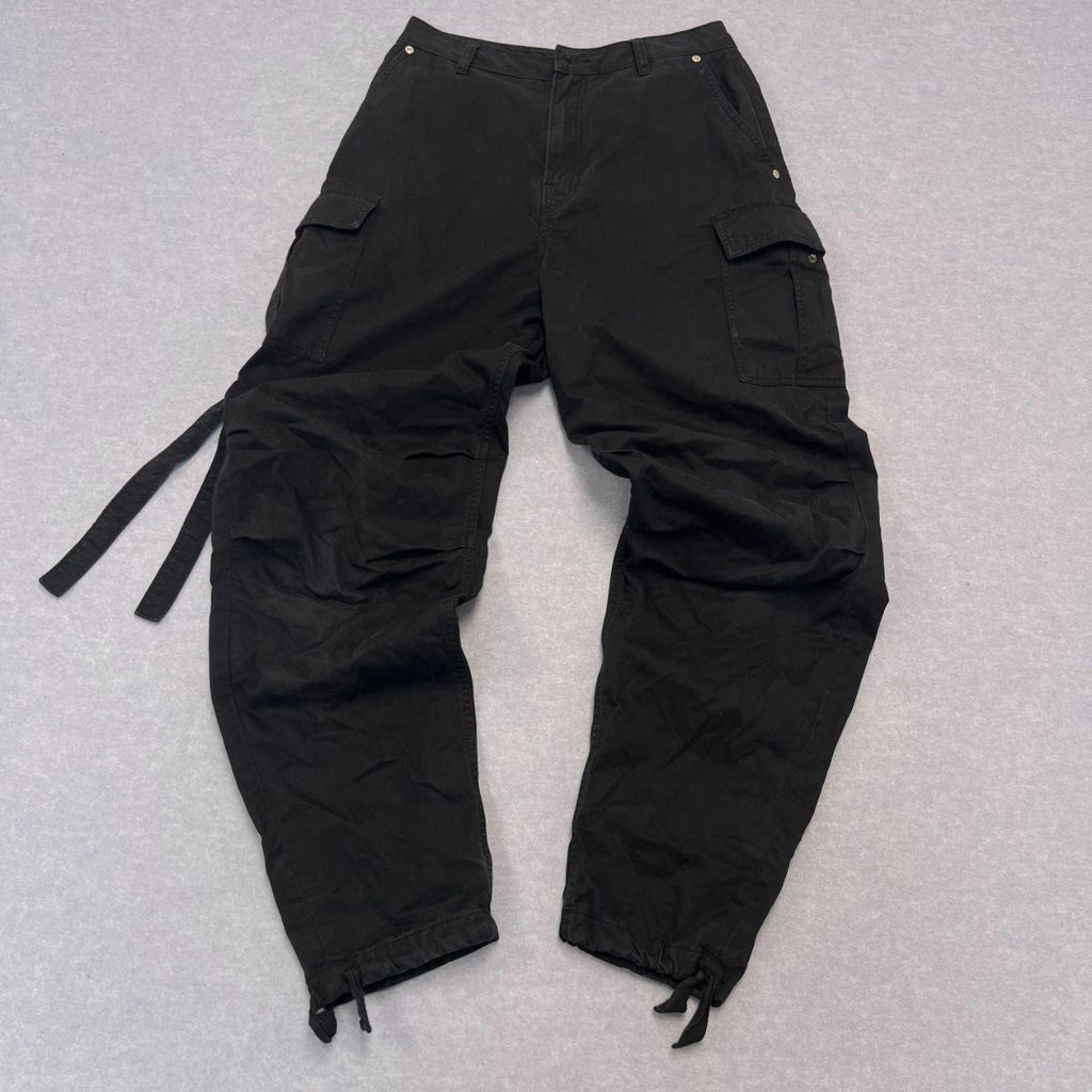 Pepe Jeans x Dua Lipa Black Streetwear Black Baggy Cargo Pants Women's Y2K W29