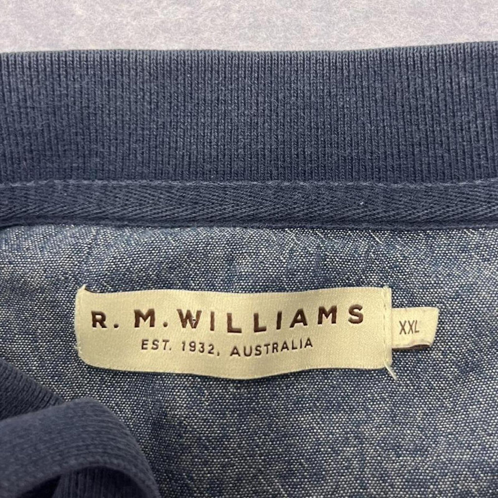 Vintage RM Williams Men’s Red, Navy & White Striped Dress Polo Preppy XXL