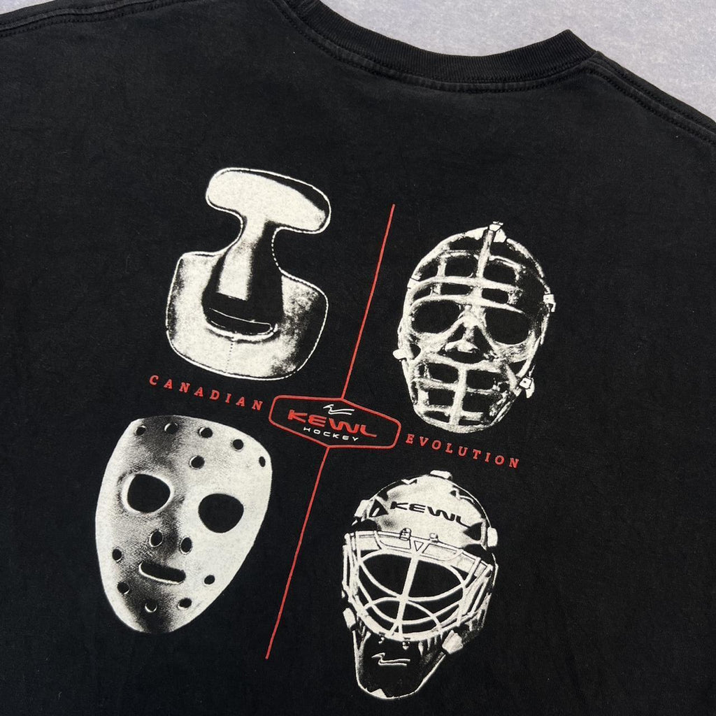 Vintage KEWL Men’s Canadian Ice Hockey Evolution Black Graphic T-Shirt XL