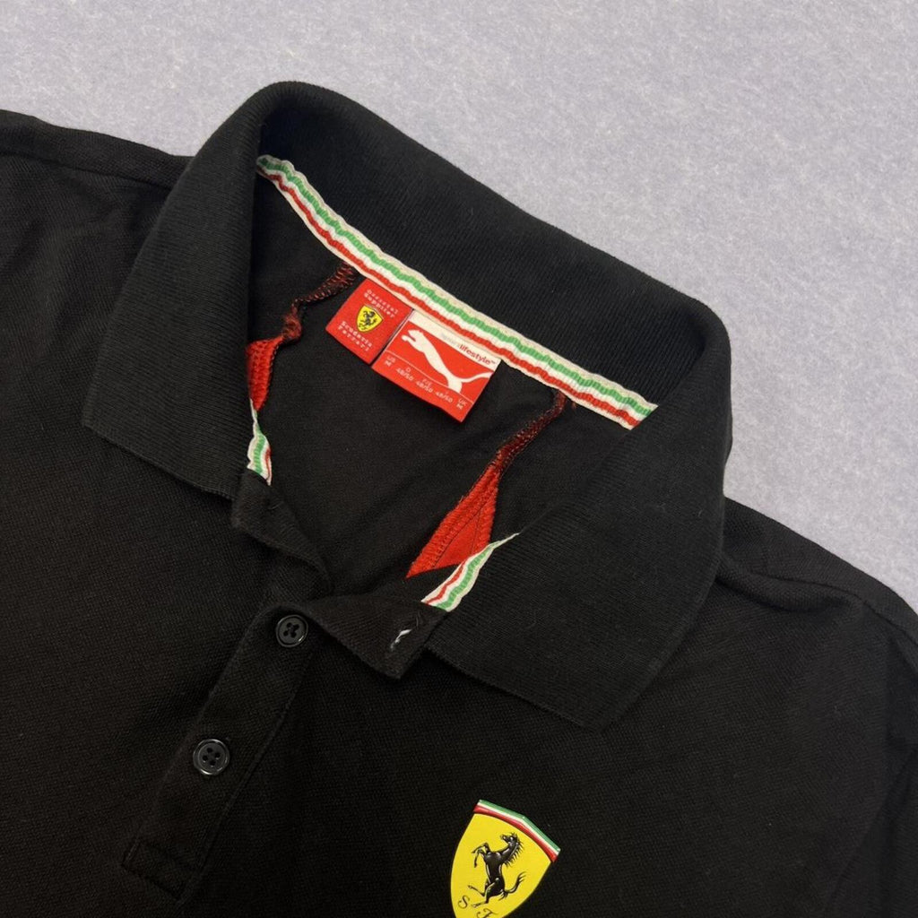 Ferrari X Puma Men’s Black & Red Motorsports Racing Sports Polo Y2K Size Medium