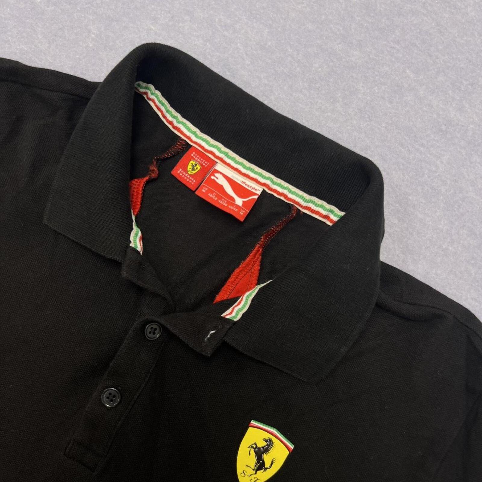 Ferrari X Puma Men’s Black & Red Motorsports Racing Sports Polo Y2K Size Medium