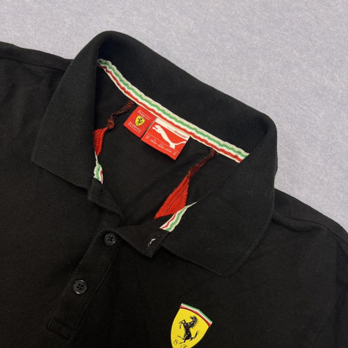 Ferrari X Puma Men’s Black & Red Motorsports Racing Sports Polo Y2K Size Medium