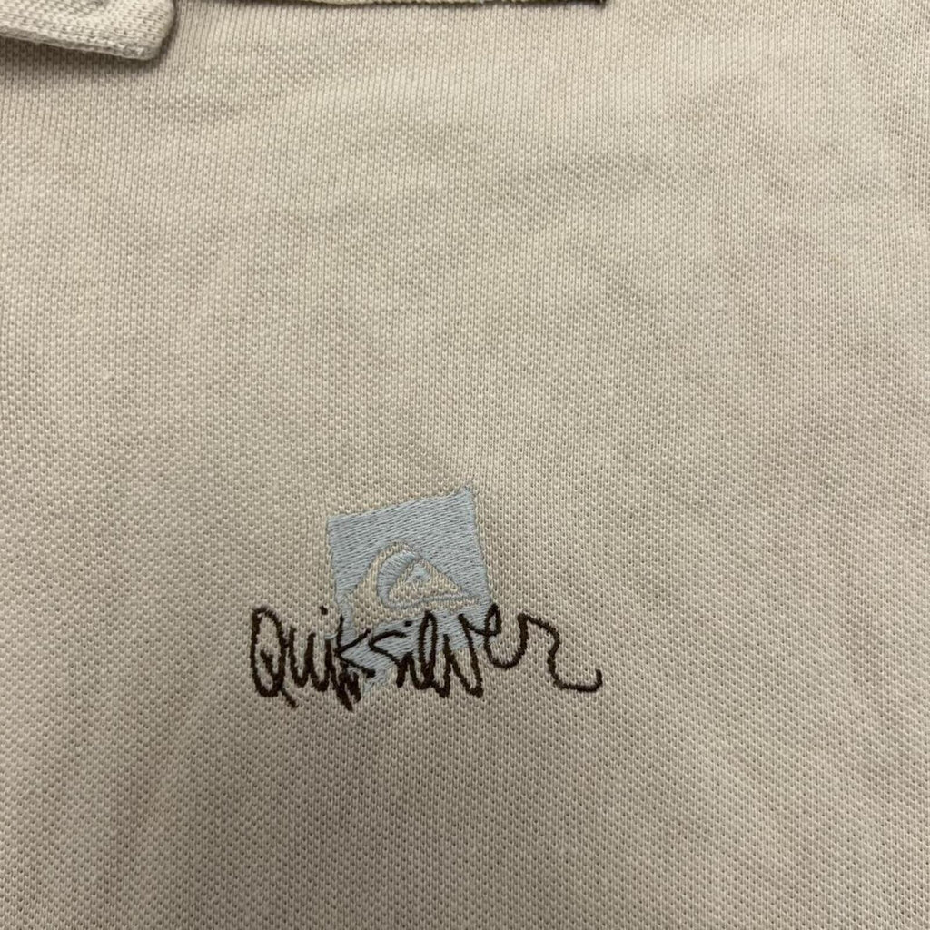 Vintage 90’s Quiksilver Surf Men's Cream Beige Tipped Polo Shirt Y2K Medium