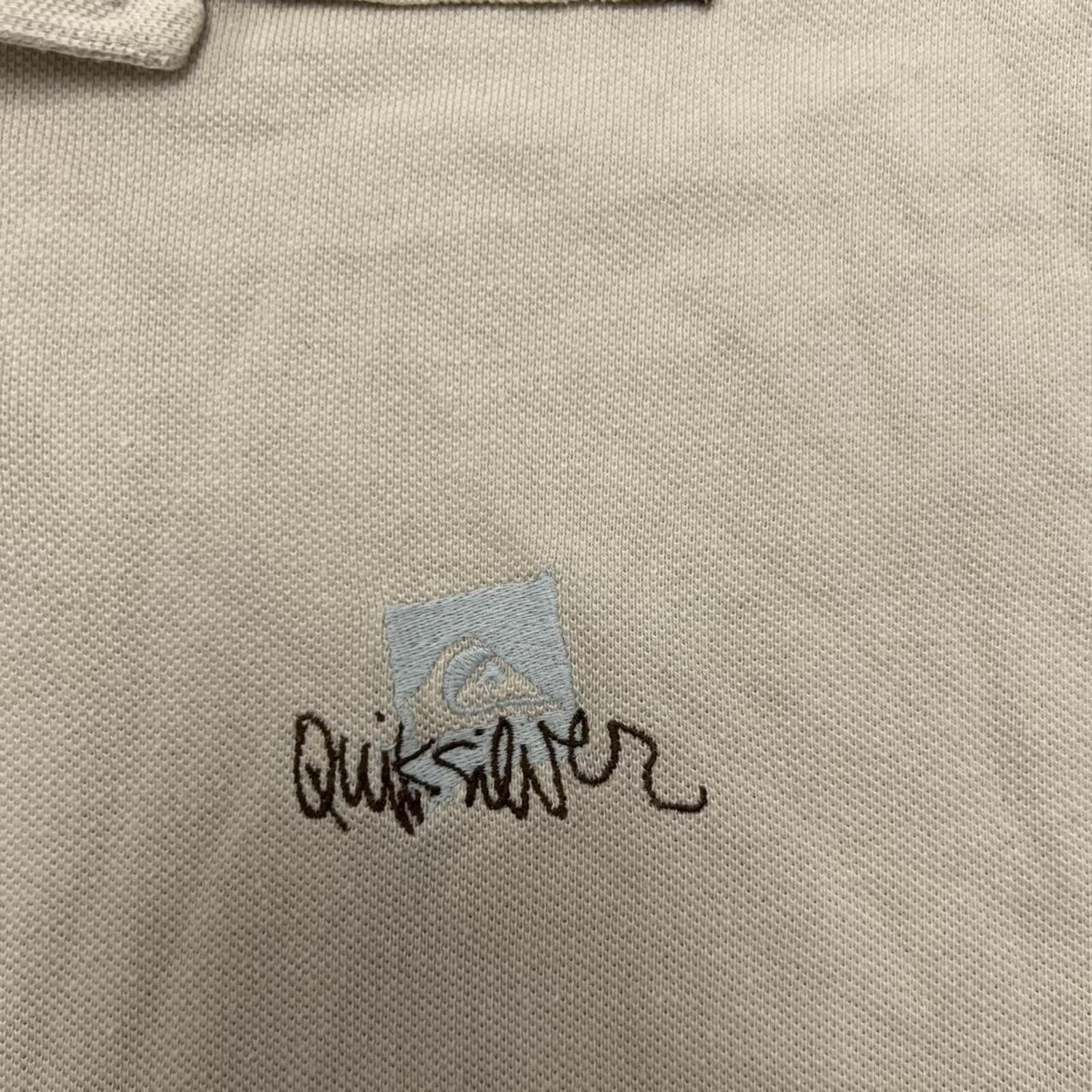 Vintage 90’s Quiksilver Surf Men's Cream Beige Tipped Polo Shirt Y2K Medium