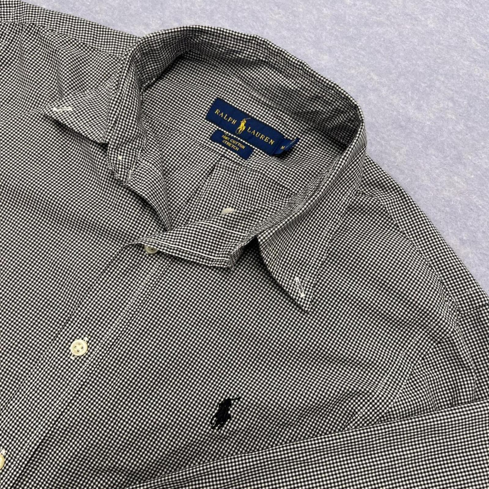 Vintage Ralph Lauren Black & White Gingham Checkered Long Sleeve Shirt Medium