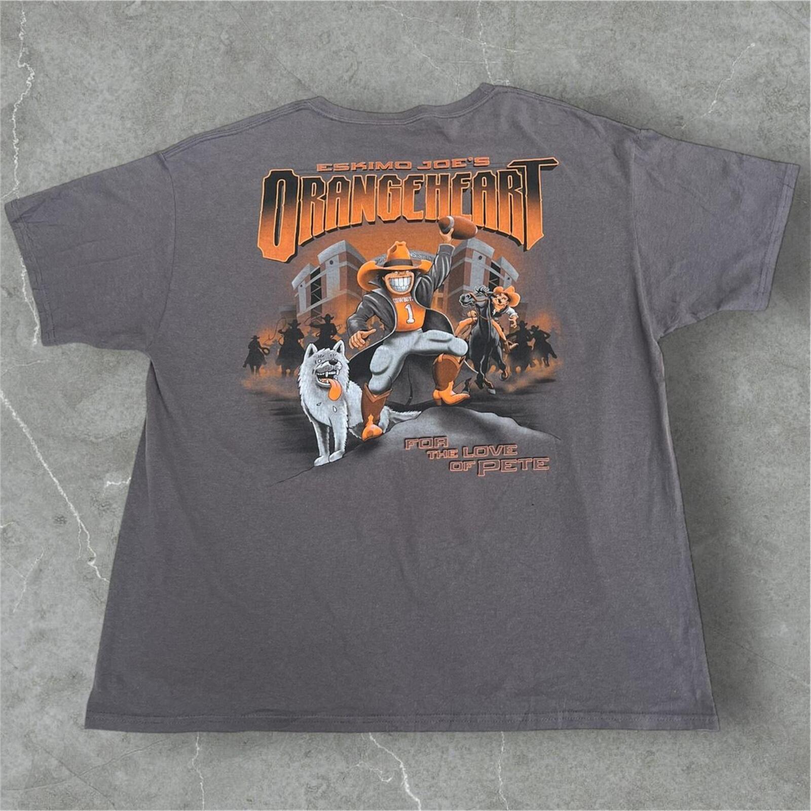 Vintage Eskimo Joe's Orange Heart Cowboy's For the Love of Pete T-Shirt Men's Large