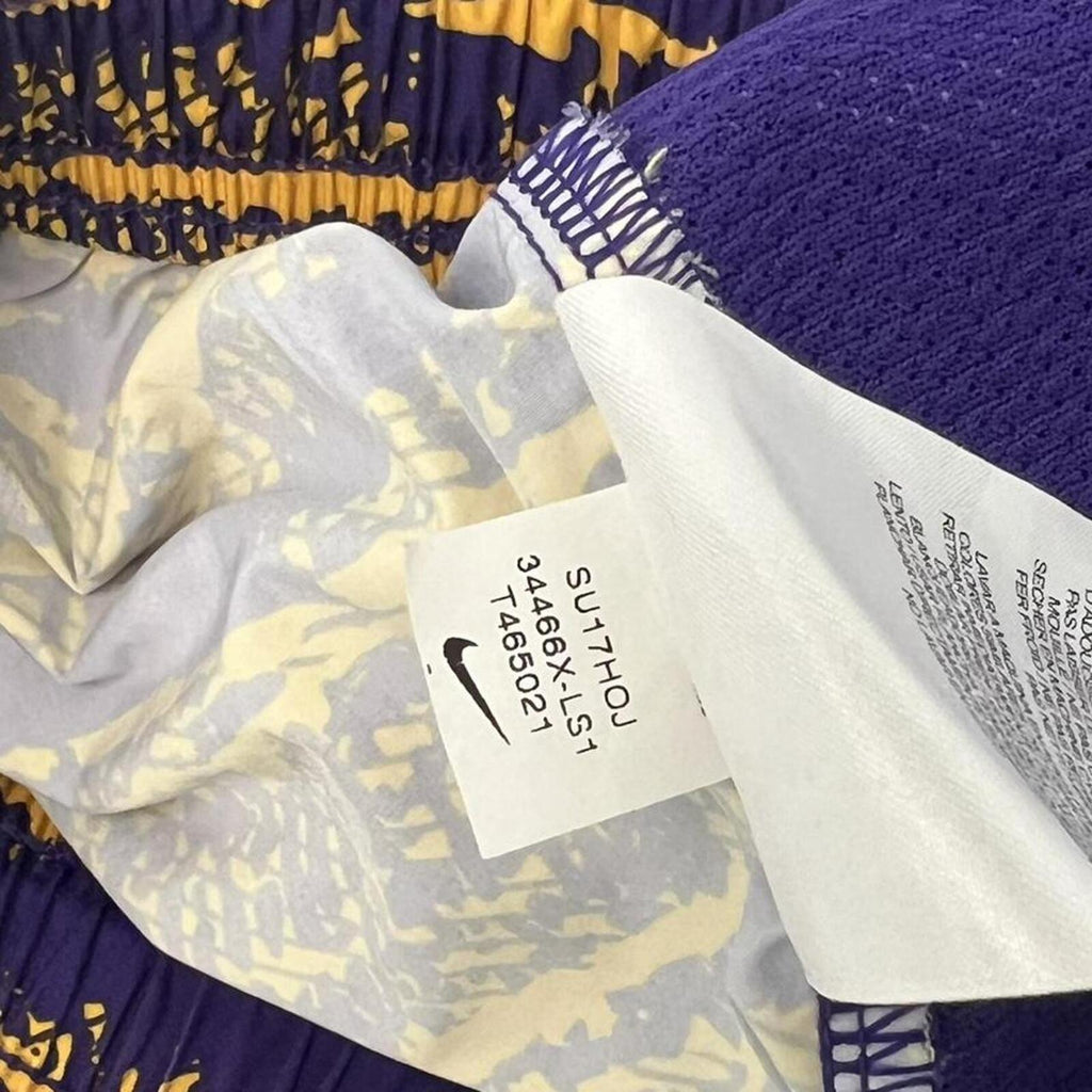 Nike LSU Tigers NCAA Yellow & Purple AOP Camouflage Sports Shorts Men’s Medium