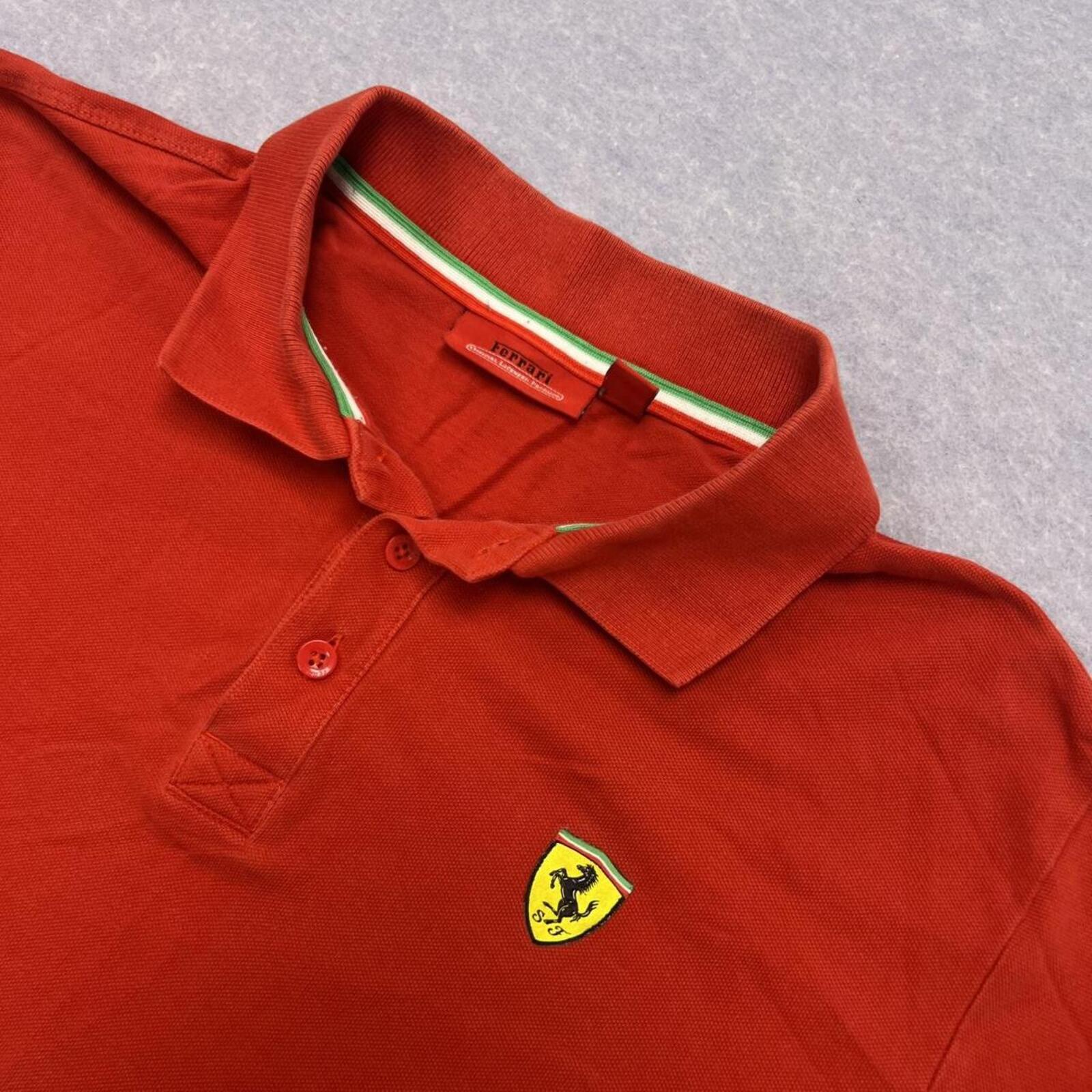 Scuderia Ferrari Official Polo Shirt Red Prancing Horse Logo Men's Medium