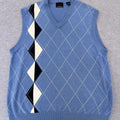 Vintage Greg Norman Golf Men’s Blue Diamond Knit Grandpa Vest V-NeckSweater Small